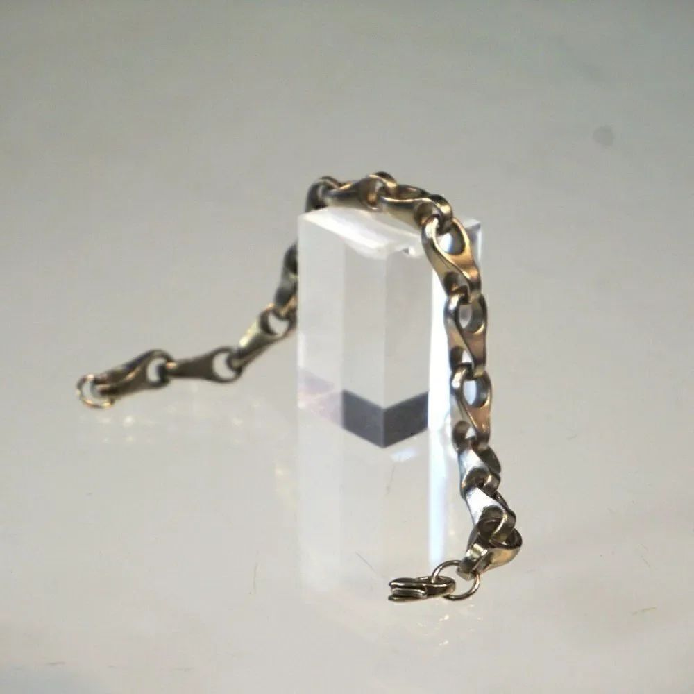 Bold Chunky Thick Link Bracelet Silver Tone Metal Untested